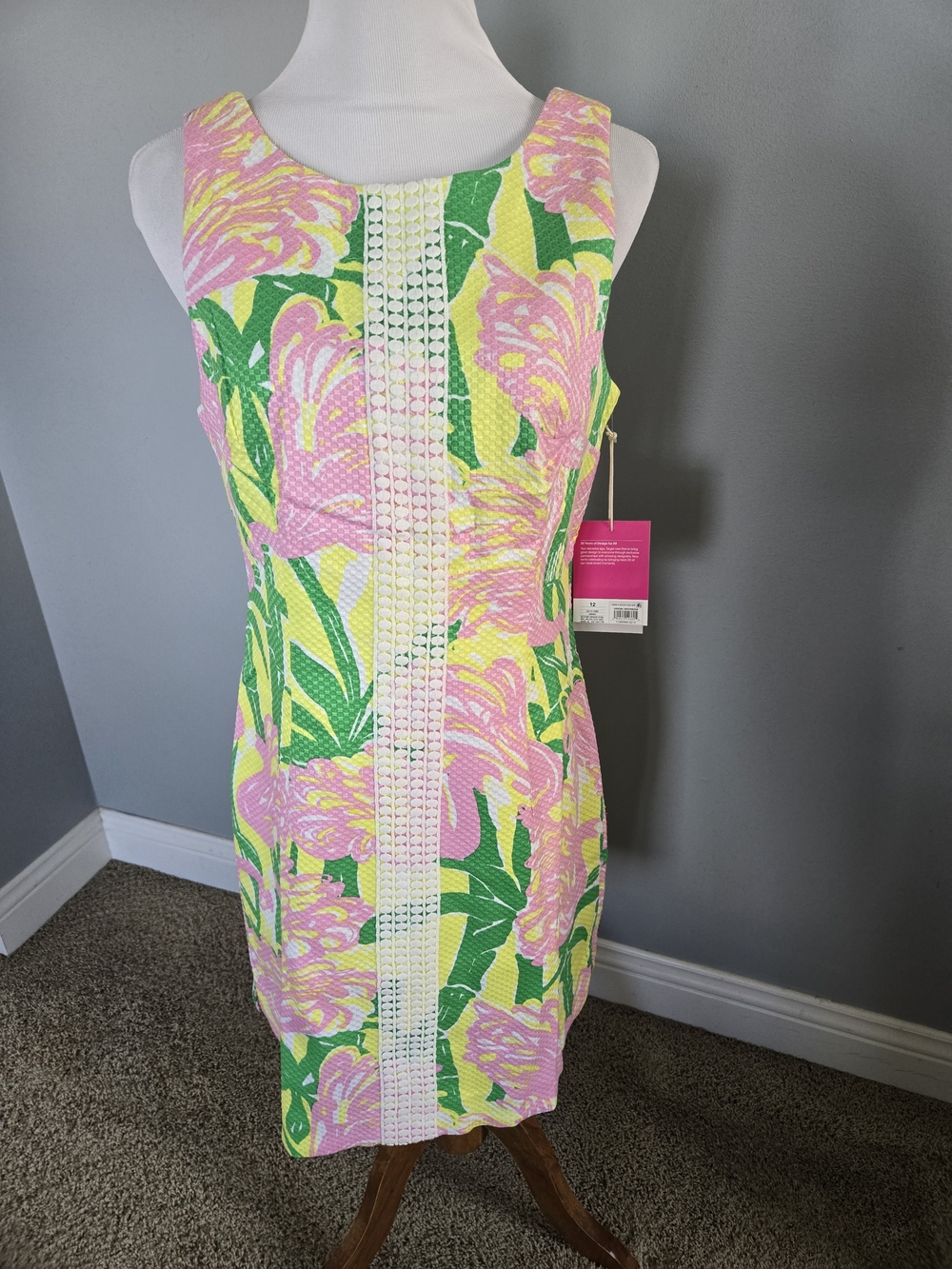 NWT Lilly PulitzerxTarget  Yellow Pink Green Floral Sheath Dress -12